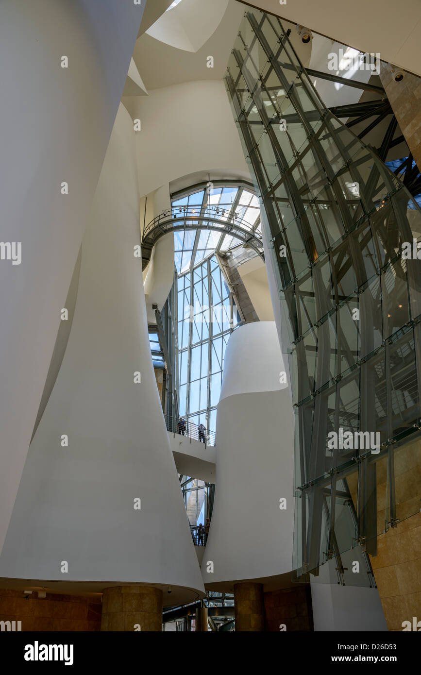 Guggenheim Museum Bilbao vista interna. Foto Stock
