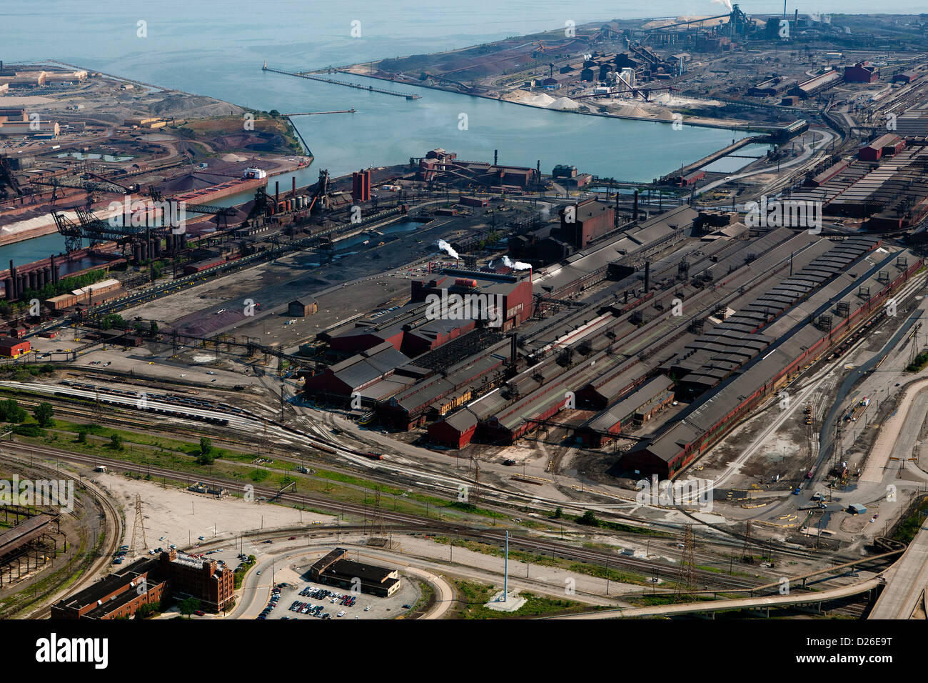 Fotografia aerea ArcelorMittal indiana porto complesso per la produzione di acciaio, Indiana Foto Stock