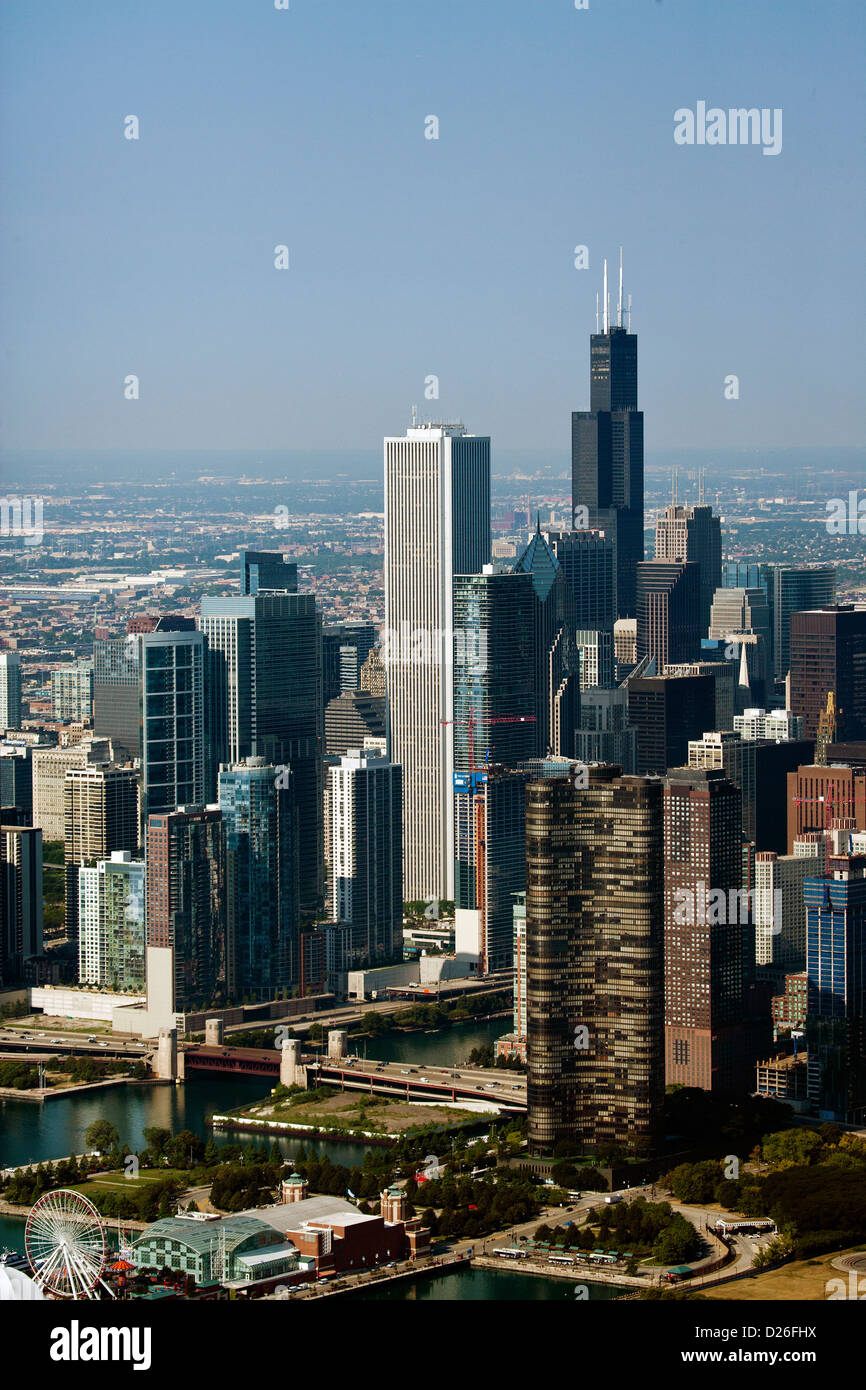 Fotografia aerea del centro di Chicago, Illinois Foto Stock