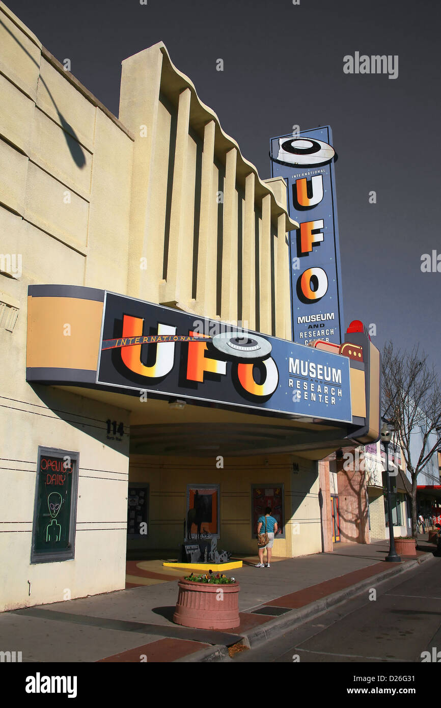 Ingresso a Roswell NM UFO Museum Foto Stock
