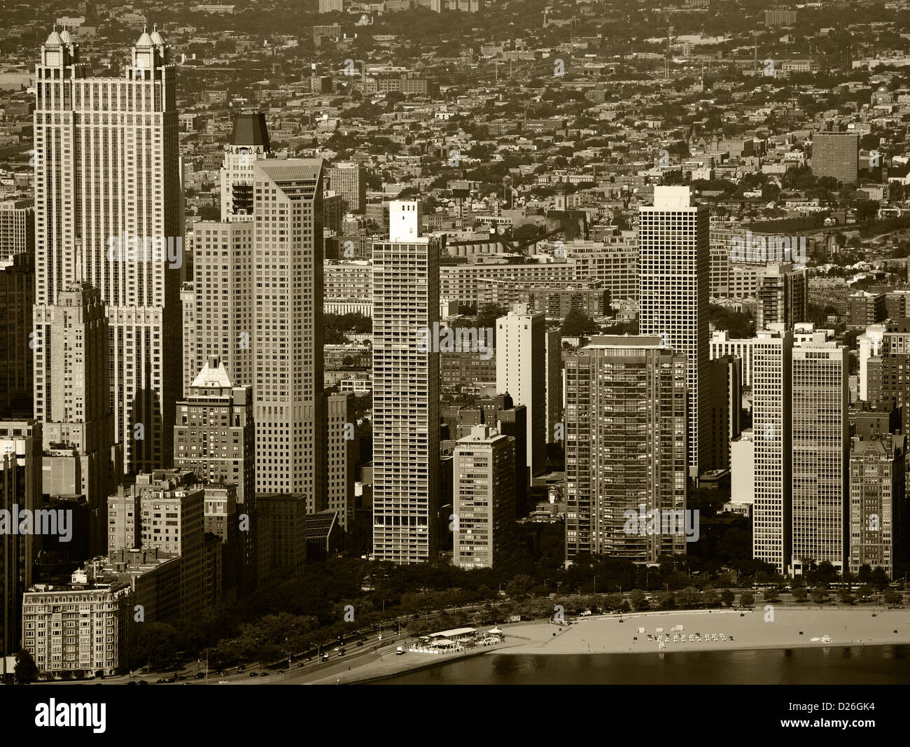 Fotografia aerea residenziale torri Chicago, Illinois Foto Stock