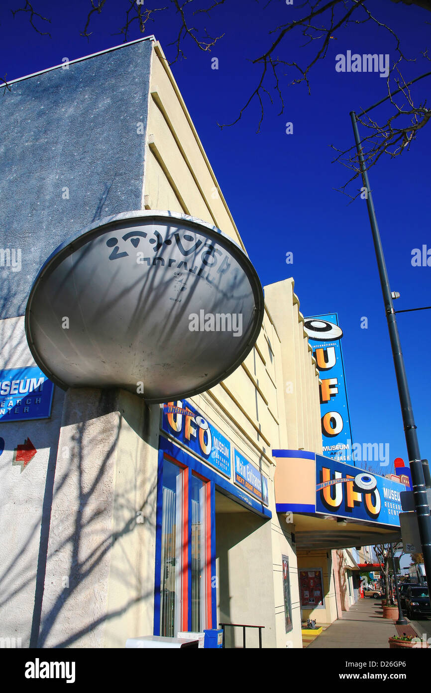 Vista sul marciapiede UFO Museum Roswell NM Foto Stock