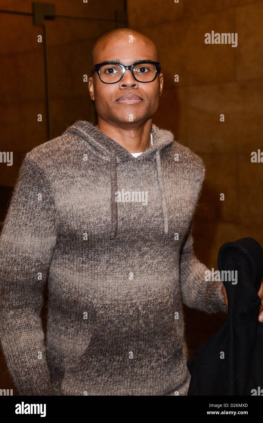 New York, Stati Uniti d'America. Il 15 gennaio 2013. George O. Gore, II, lascia la Sirius XM Studios fuori e circa per celebrità CANDIDS - MER, , New York, NY Gennaio 15, 2013. Foto di: Ray Tamarra/Everett Collection Foto Stock