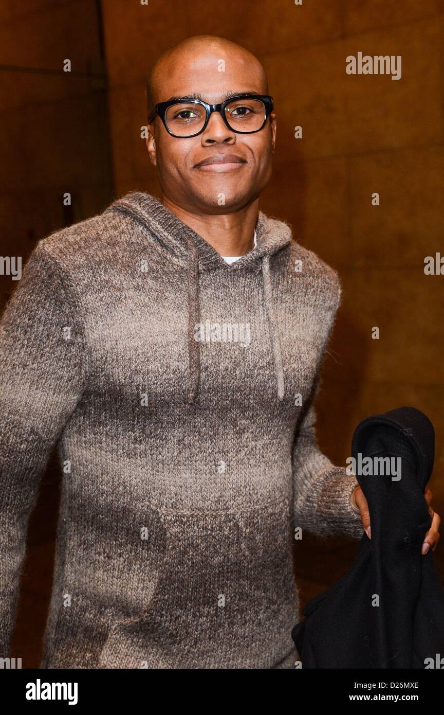 New York, Stati Uniti d'America. Il 15 gennaio 2013. George O. Gore, II, lascia la Sirius XM Studios fuori e circa per celebrità CANDIDS - MER, , New York, NY Gennaio 15, 2013. Foto di: Ray Tamarra/Everett Collection Foto Stock