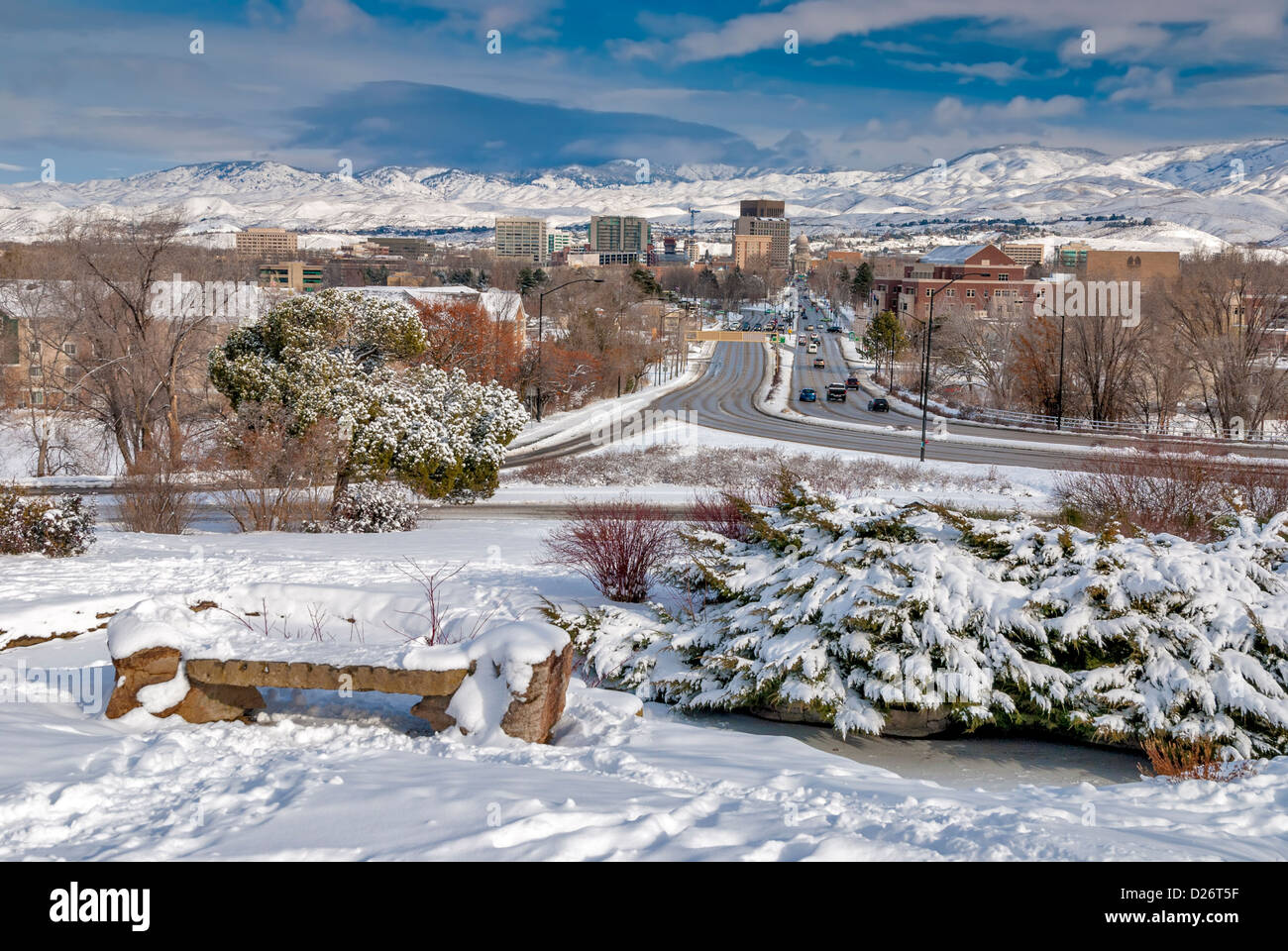 Città di Boise Idaho in inverno Foto Stock