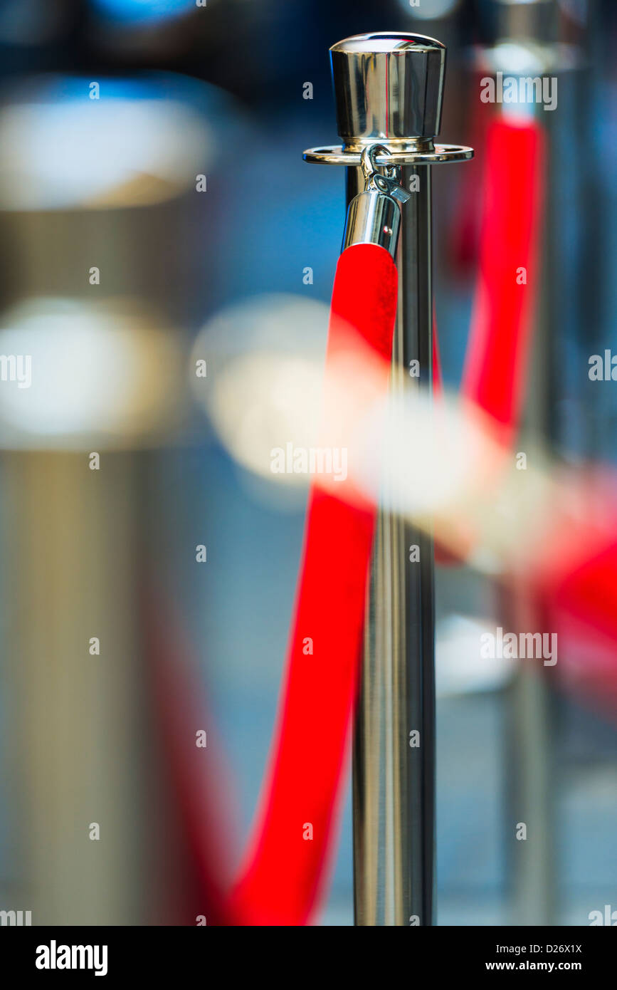 Stati Uniti d'America, New York City, rosso corda e montanti Foto Stock