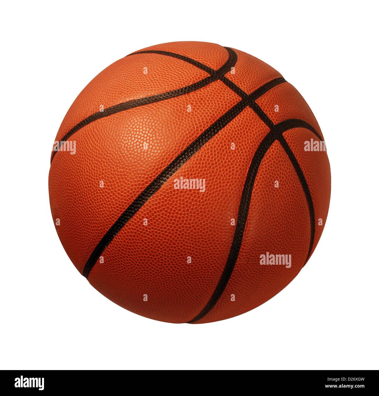 Baskeball isolato su uno sfondo bianco come un sport e fitness simbolo di un team attività liesure giocando con una palla di cuoio dribbling e passando in concorrenza tornei. Foto Stock