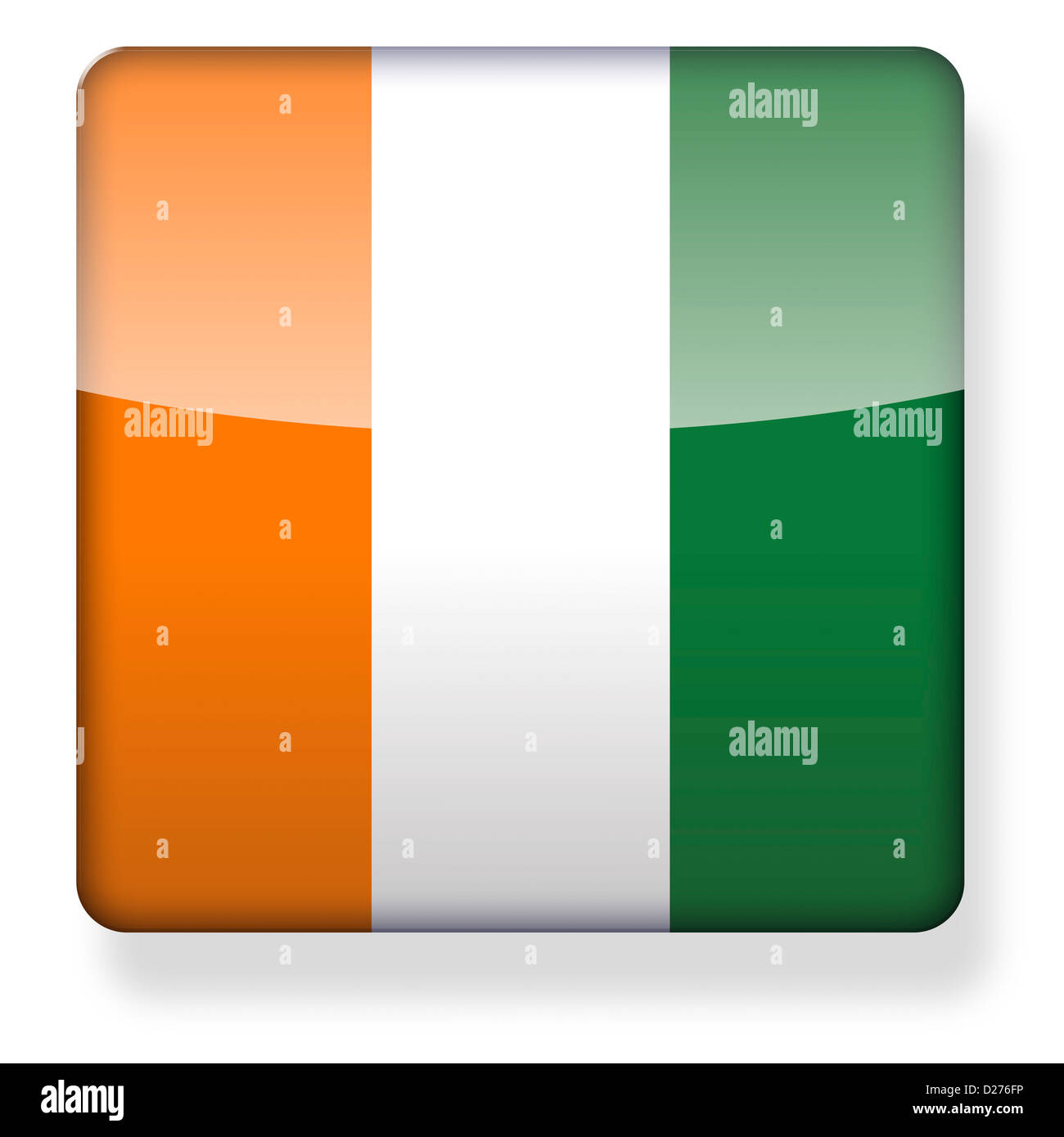 Costa d'Avorio bandiera come l'icona di un'app. Percorso di clipping incluso. Foto Stock