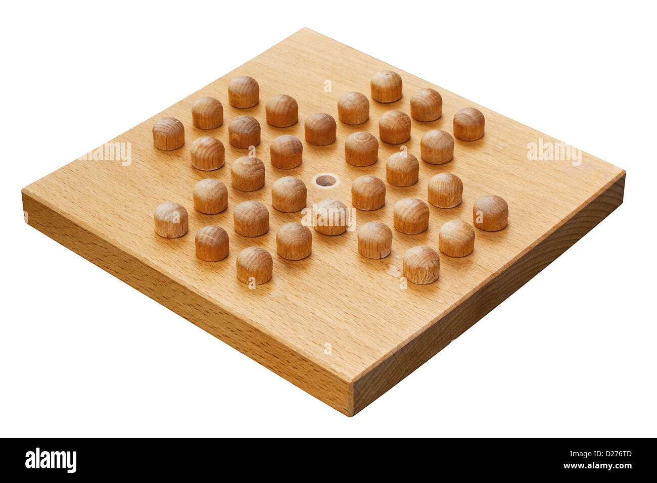 Spina in legno solitaire board realizzata in legno un popolare puzzle indoor Foto Stock