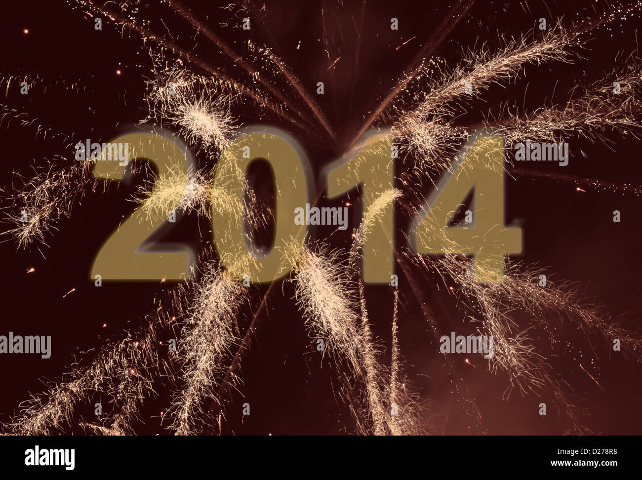 Anno Nuovo 2014 sfondo con fuochi d'artificio Foto Stock