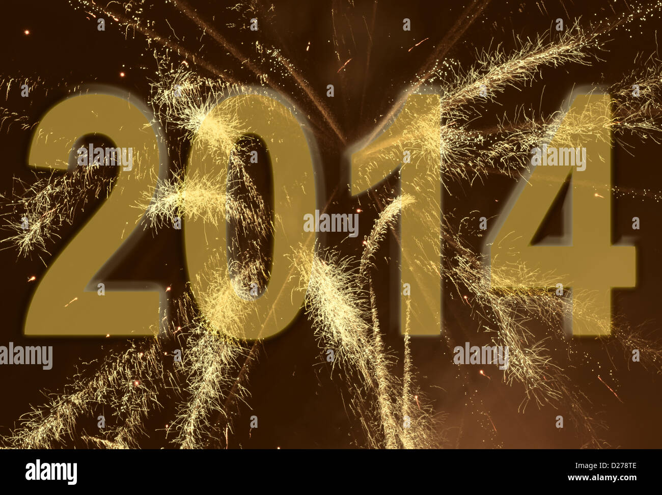 Anno Nuovo 2014 sullo sfondo di fuochi d'artificio Foto Stock