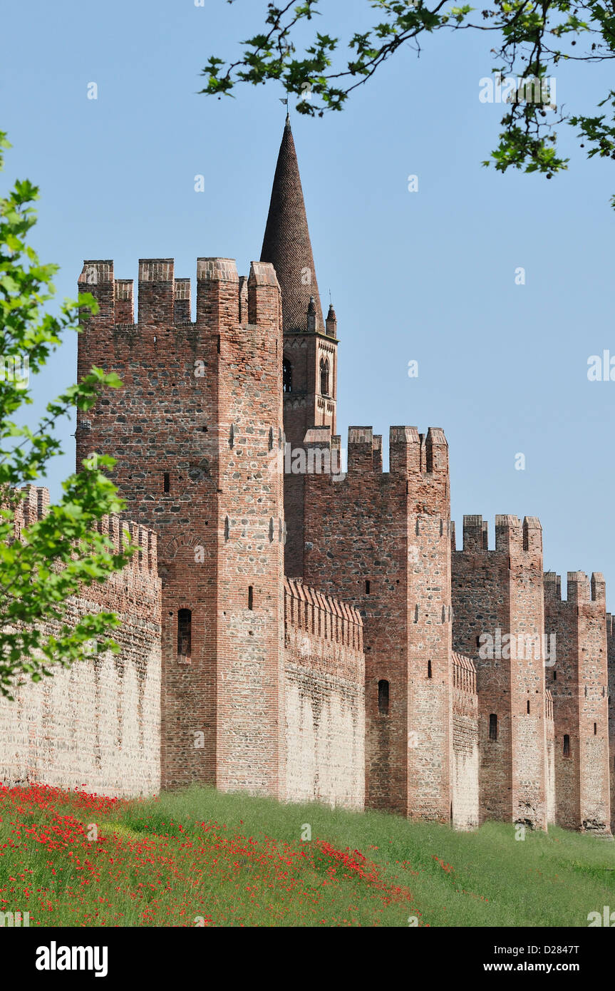 Montagnana. L'Italia. Xiv C bastioni che circondano la città. Foto Stock