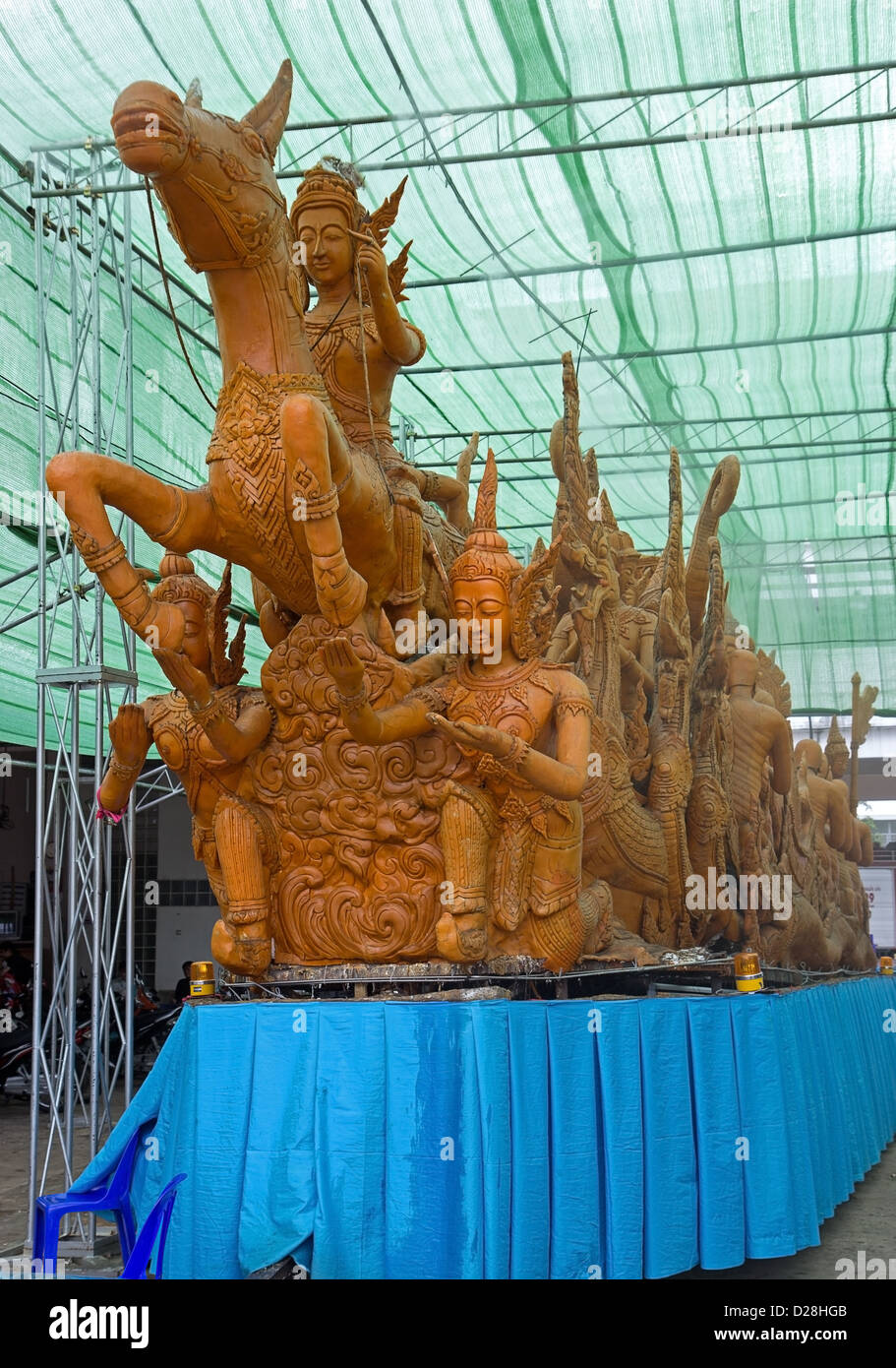 Scultura di cera nel pianale del carrello Foto Stock