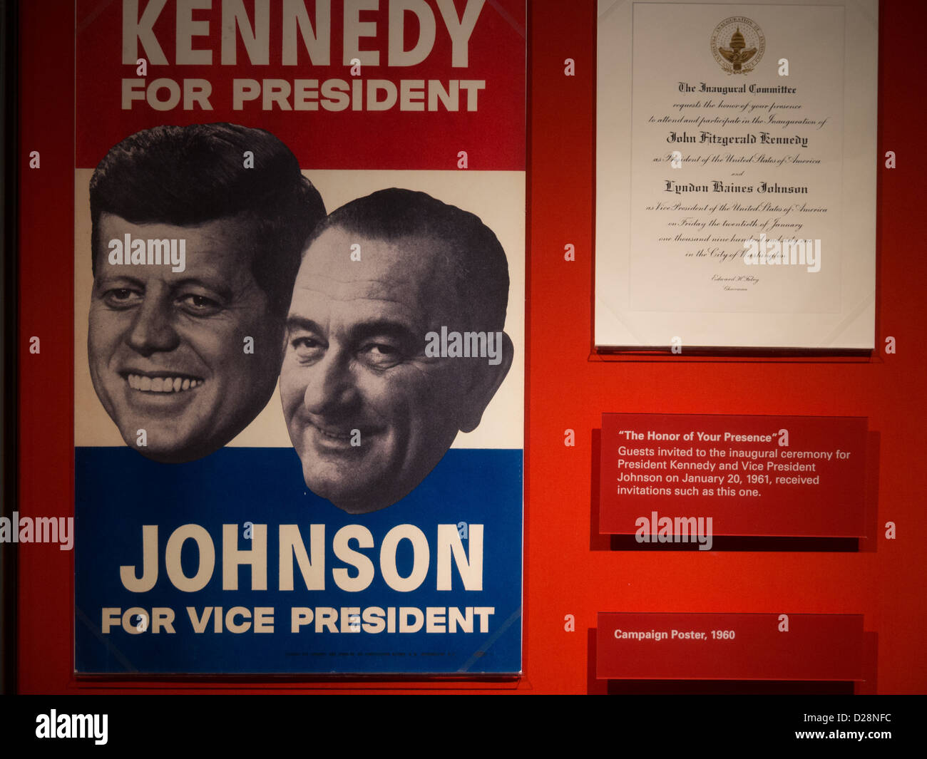 Vintage Kennedy e Johnson Presidential poster della campagna presso la LBJ museo e biblioteca presidenziale di Austin in Texas Foto Stock