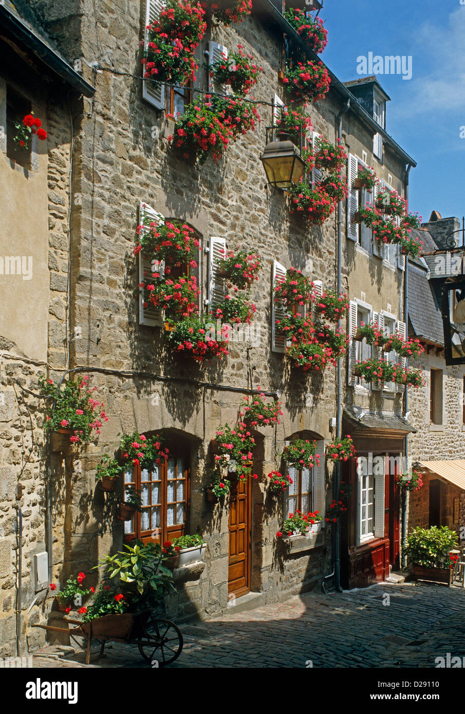 Rue de Jerzual, Dinan, Bretagna, FR Foto Stock