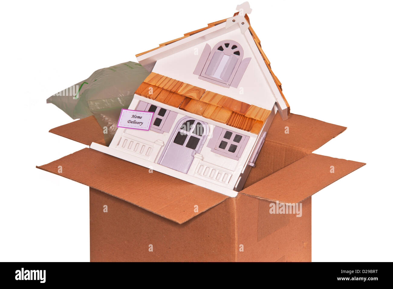 Concetto, mercato immobiliare, in box, consegna, sogno, home casa Foto Stock