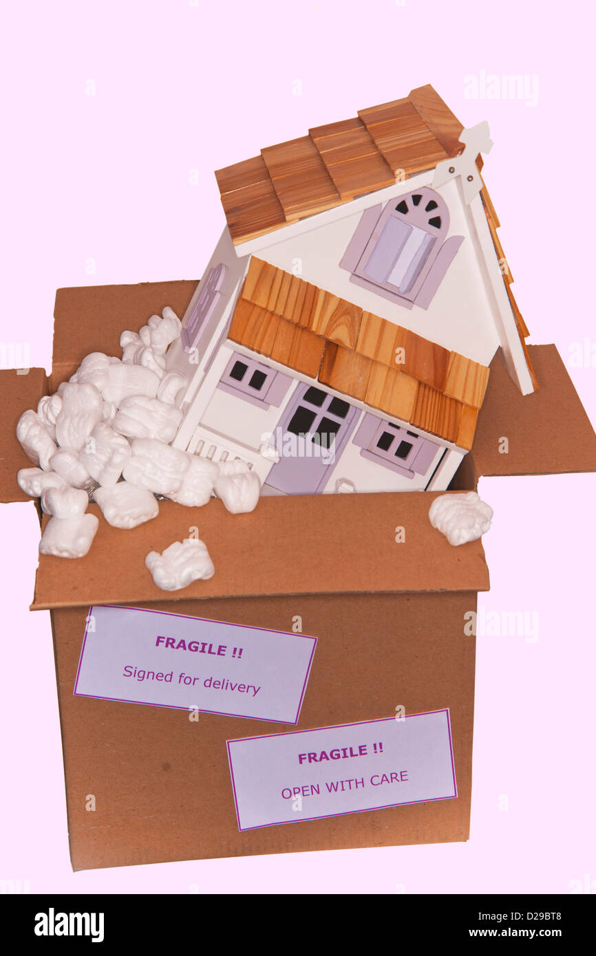 Concetto, mercato immobiliare, in box, consegna, sogno, home casa Foto Stock