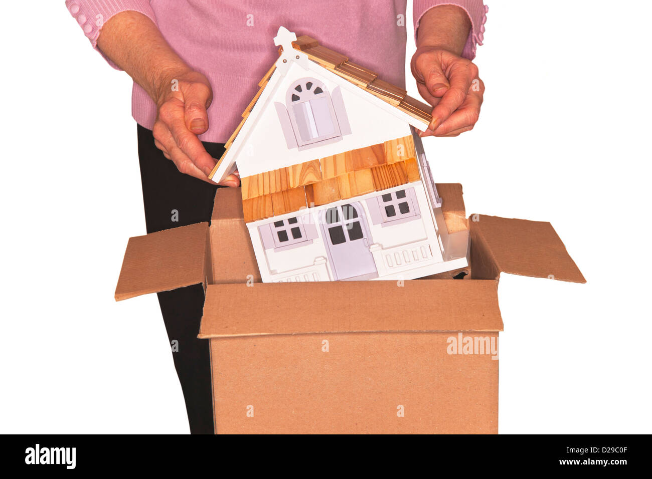 Concetto, mercato immobiliare, in box, consegna, sogno, home casa Foto Stock