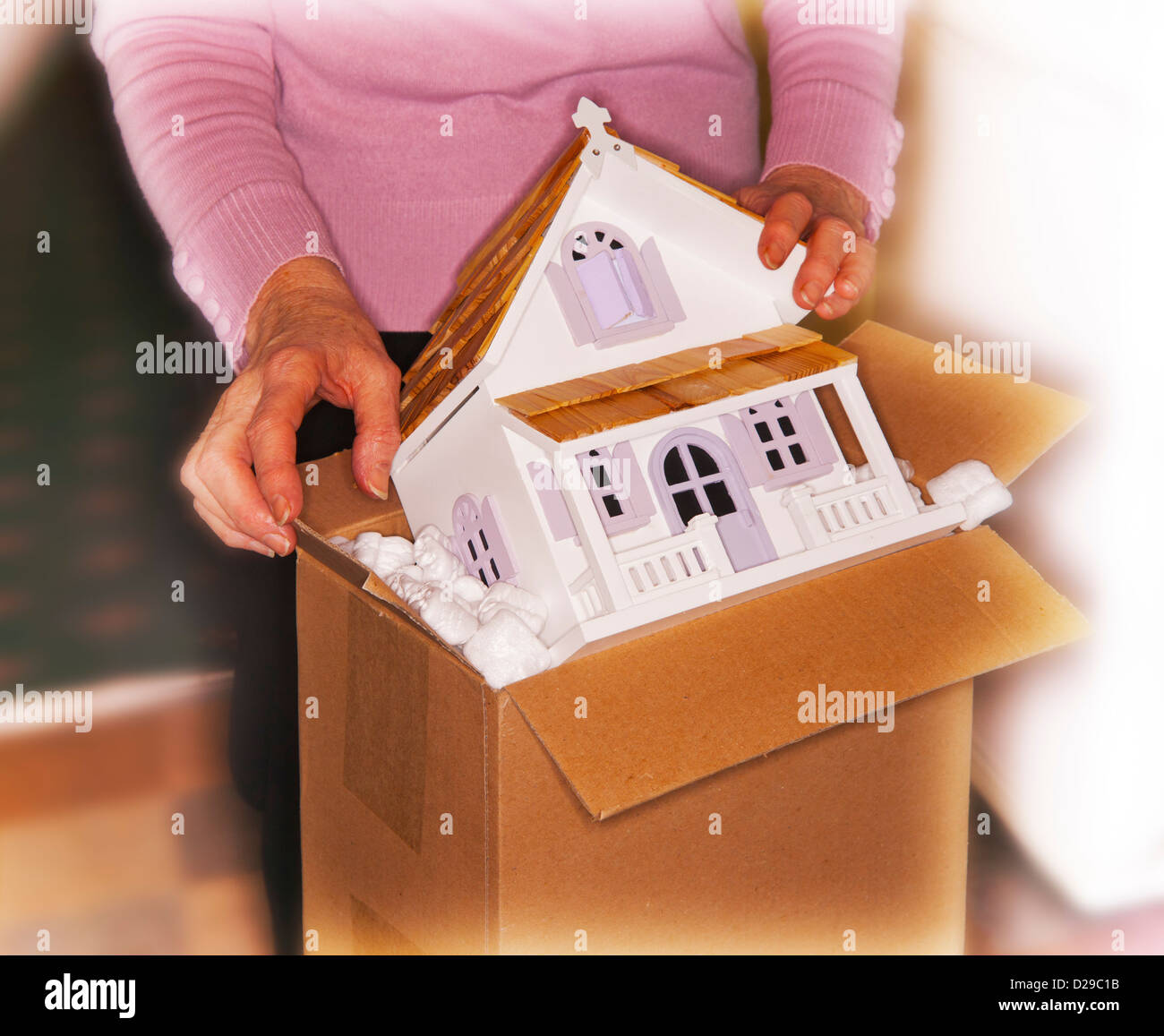 Concetto, mercato immobiliare, in box, consegna, sogno, home casa Foto Stock