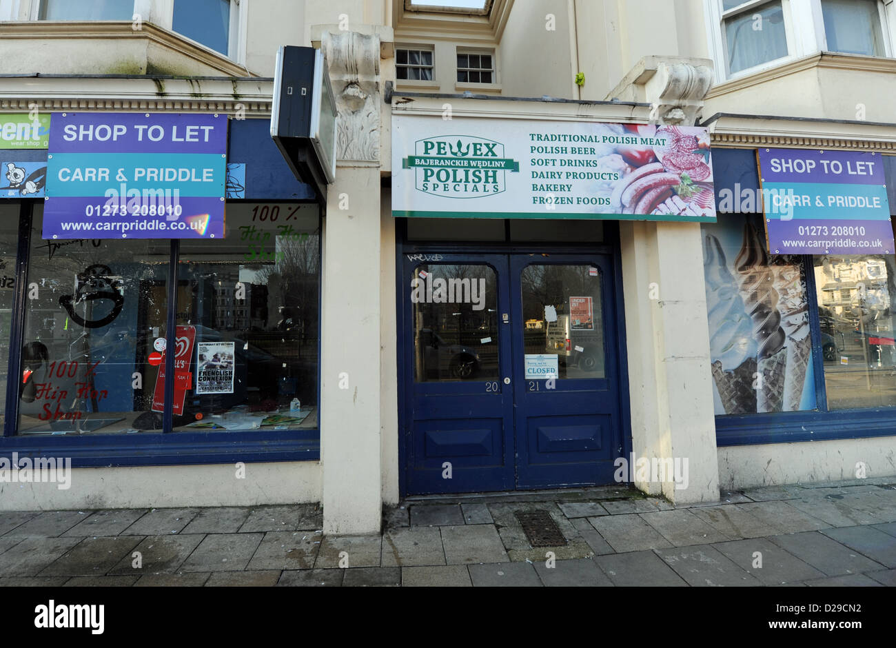 Chiuso il polacco shop London Road Brighton Regno Unito Foto Stock