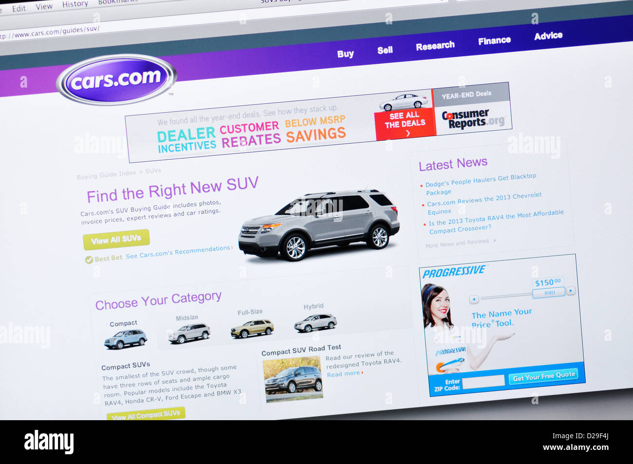 Cars.com del sito - online shopping auto Foto Stock