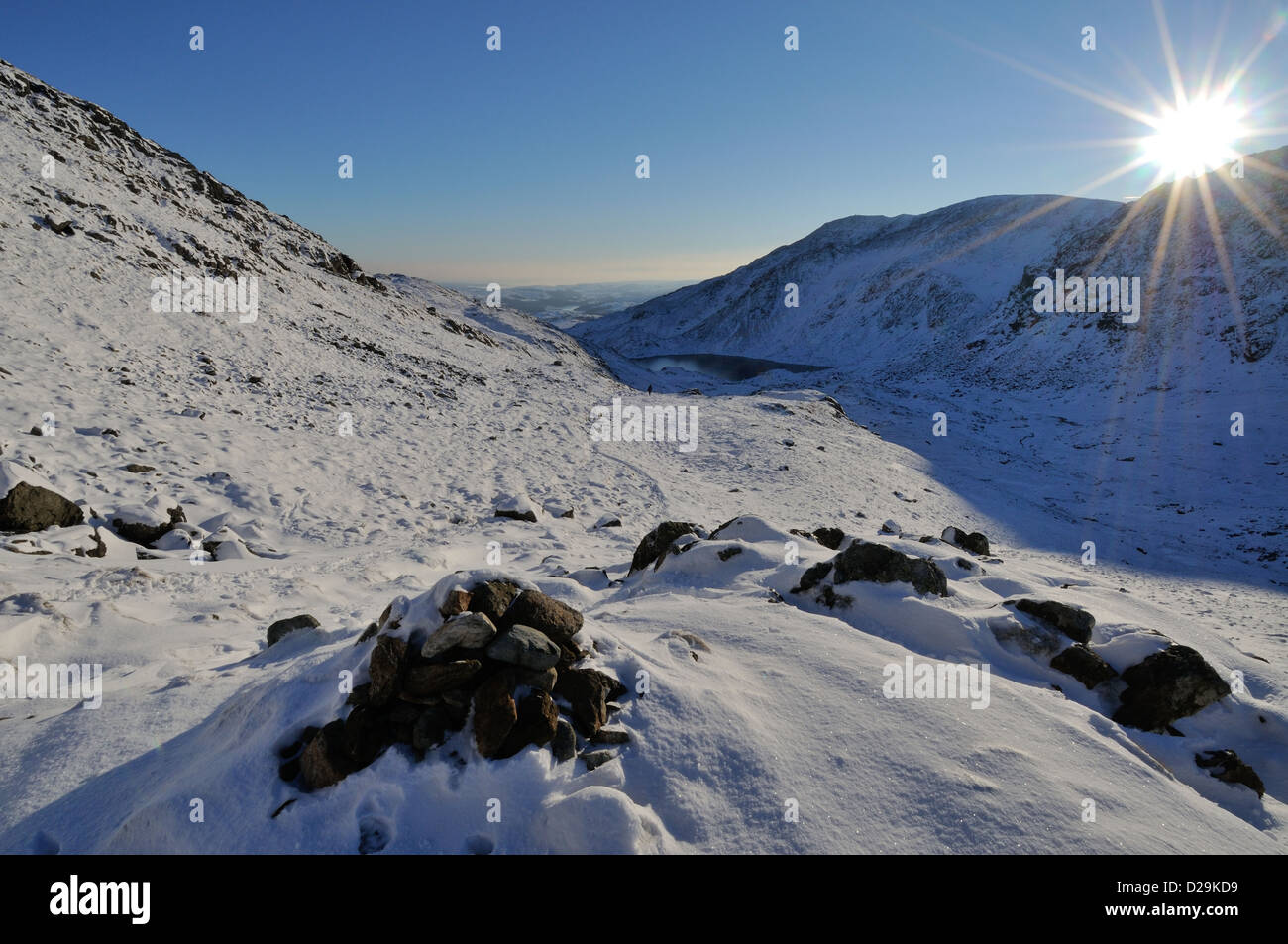 Leve di fondo di acqua e le leve di acqua in inverno nel Lake District inglese Foto Stock