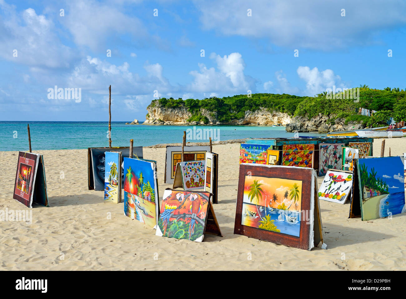 Caraibi arte in vendita sulla spiaggia a Playa Macao, Punta Cana Repubblica Dominicana Foto Stock