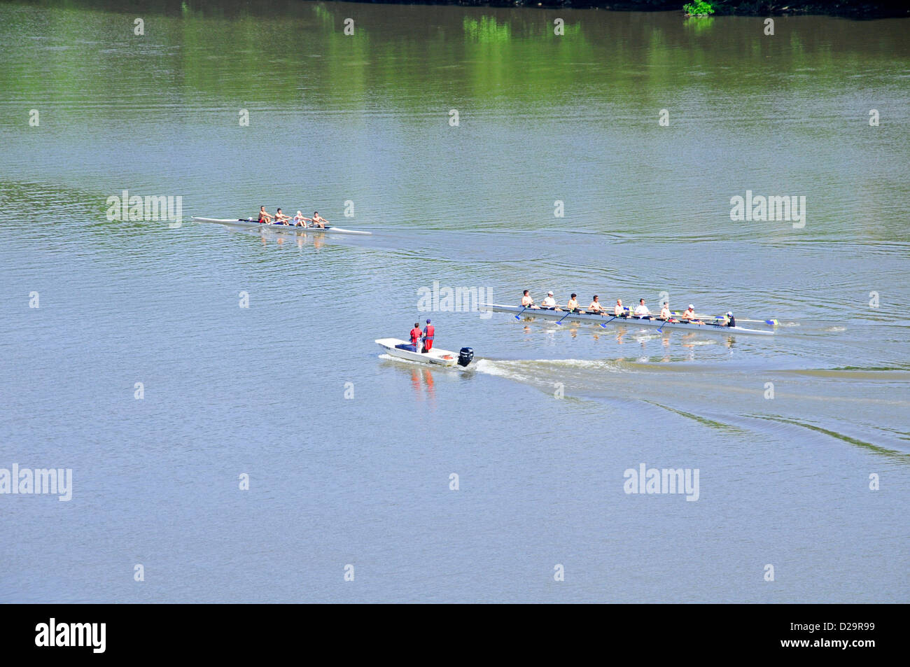 Equipaggi sul Fiume Potomac. Canottaggio Foto Stock