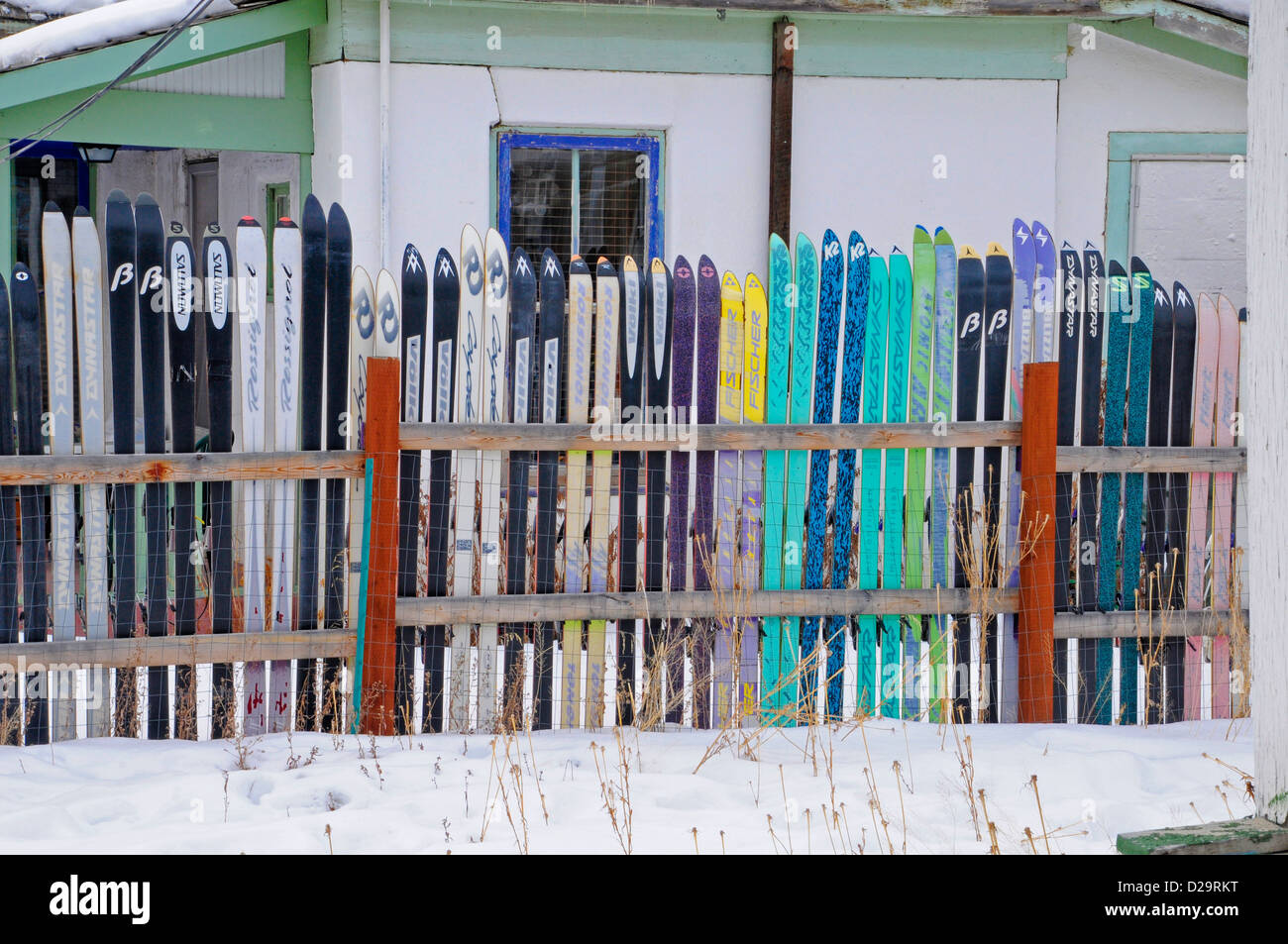 Jackson Hole, Wyoming. Recinzione fatta di neve sci Foto Stock