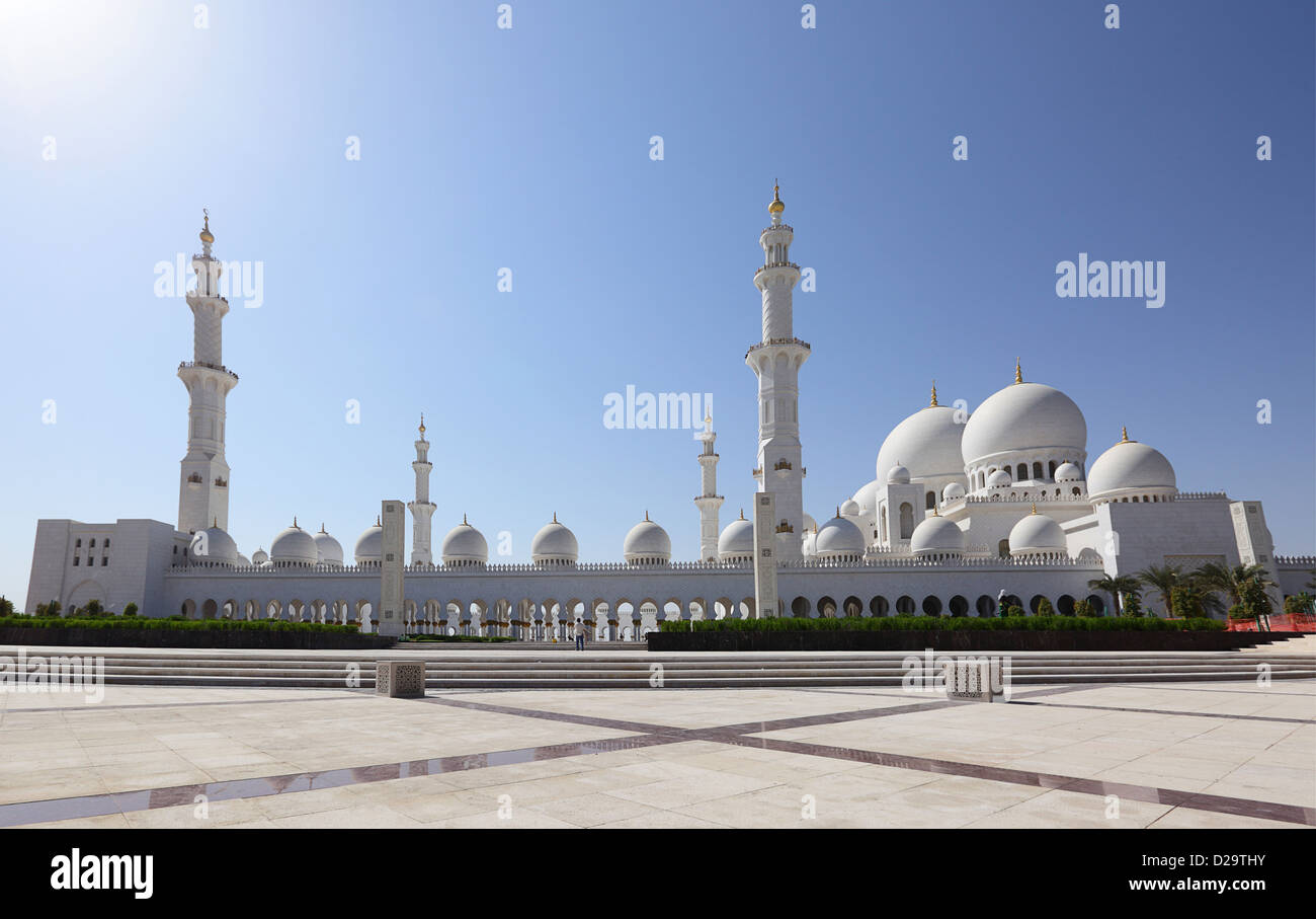 Abu Dhabi, Emirati Arabi Uniti, lo sceicco Zayed Bin Sultan Al Nahyan Mosque Foto Stock
