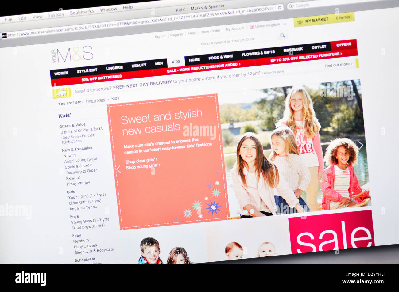 Marks e Spencer rivenditore britannico sito web Foto Stock