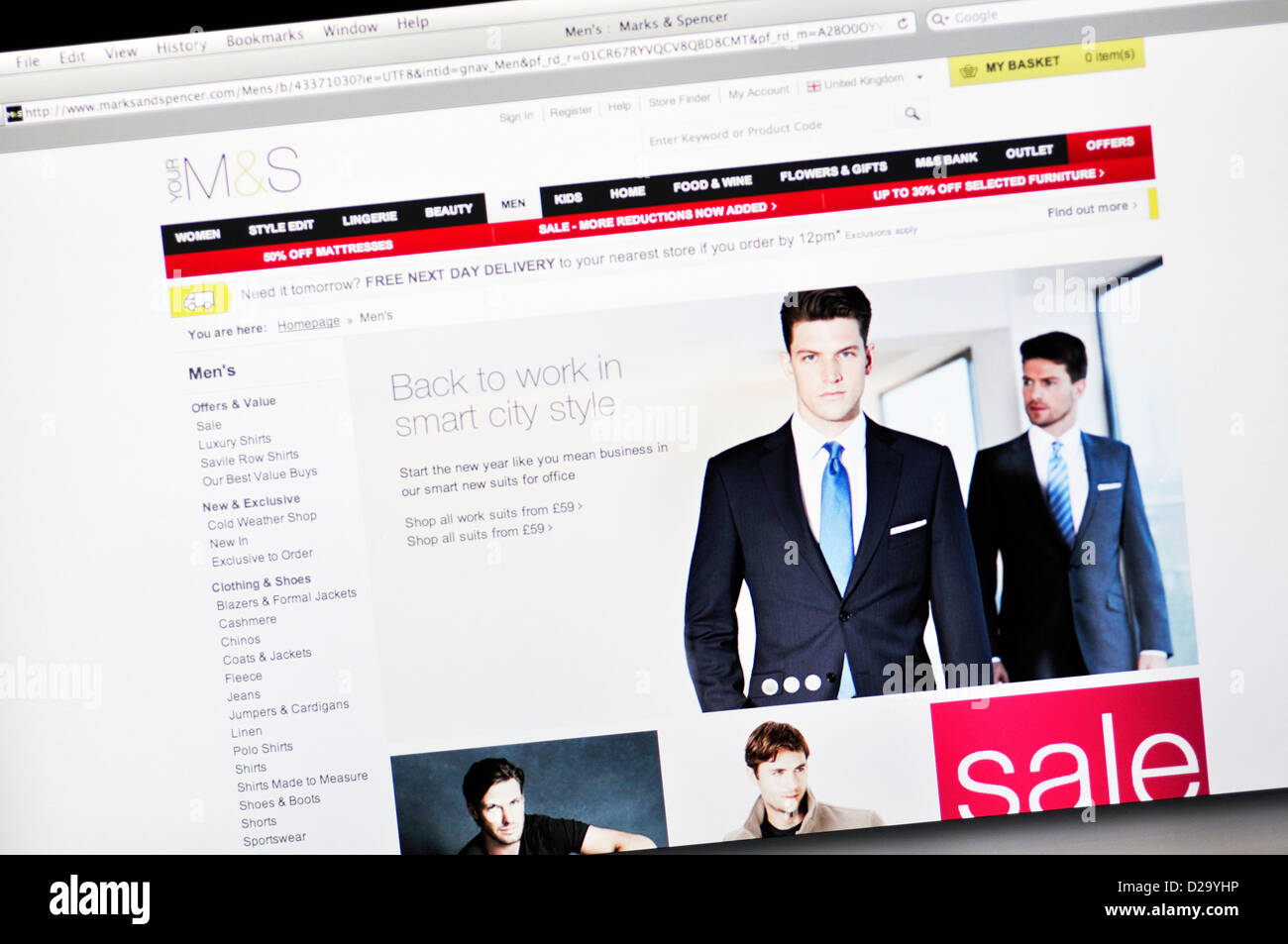 Marks e Spencer rivenditore britannico sito web Foto Stock