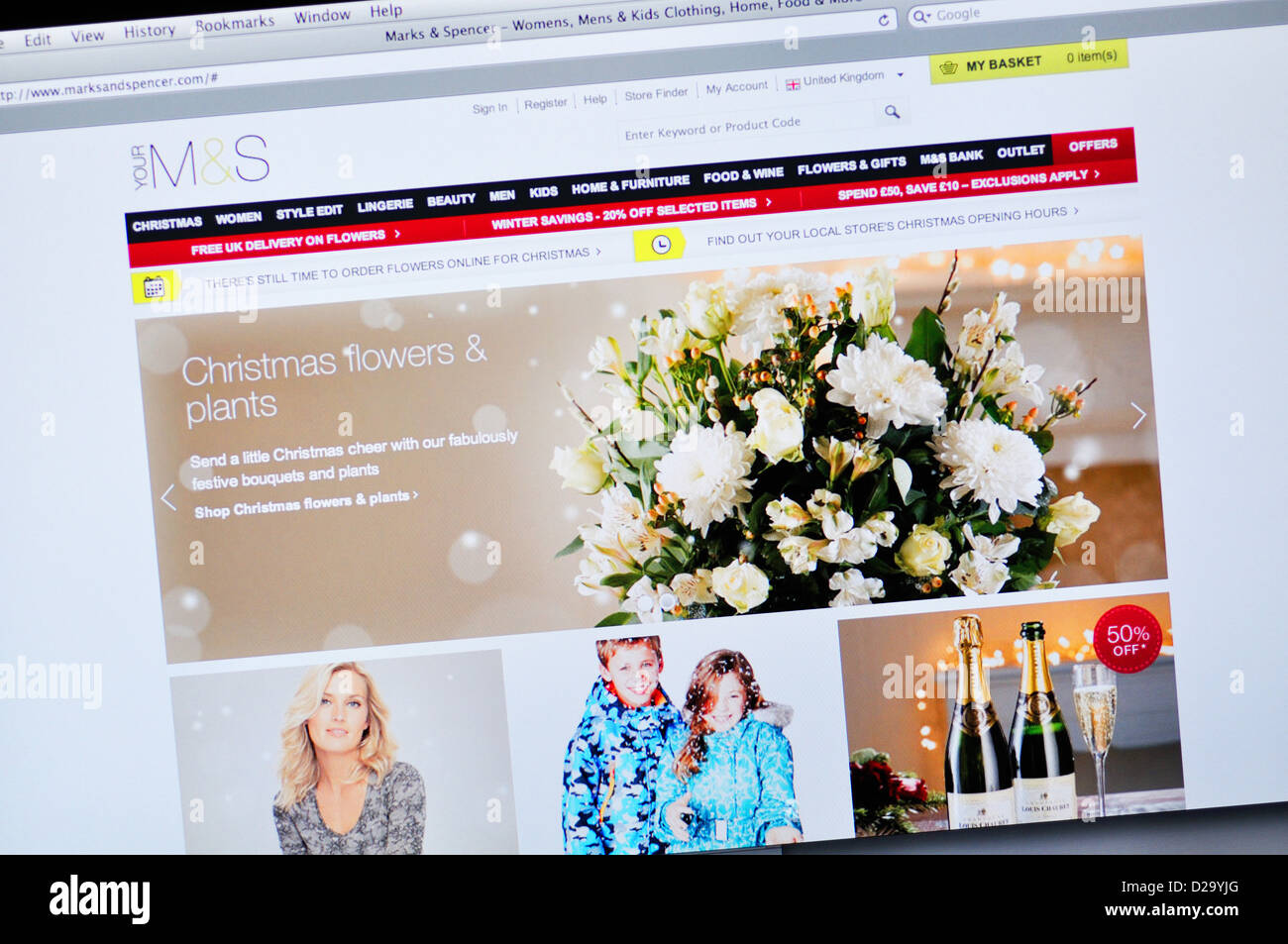 Marks e Spencer rivenditore britannico sito web Foto Stock