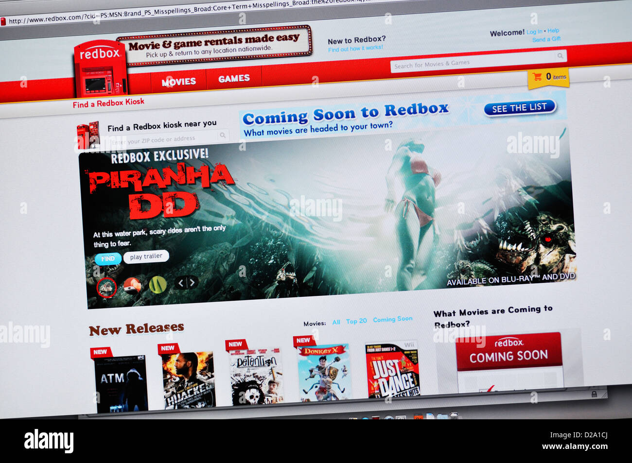 Sito web Redbox - film online e affitti di gioco Foto Stock