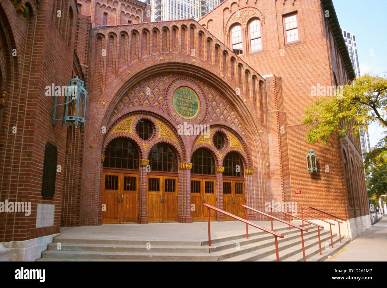 Illinois, Chicago. Moody la Bibbia Chiesa entrata principale. Foto Stock