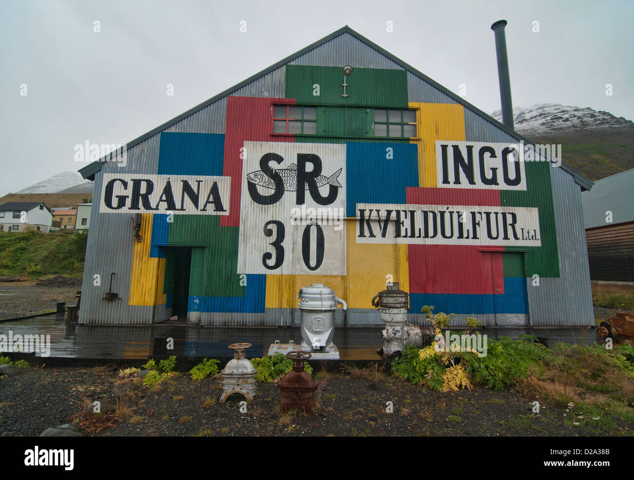 Architettura a Siglufjörður, Nord Islanda Foto Stock