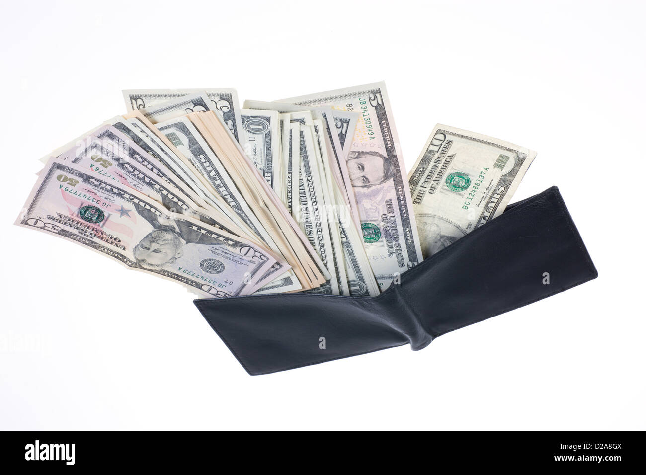 Berlino, Germania, un portafoglio con le fatture del dollaro Foto Stock