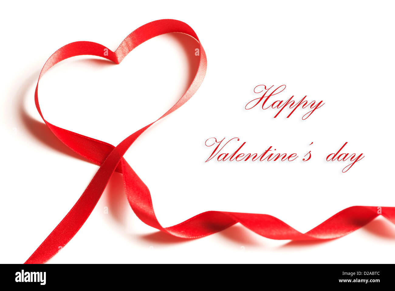 Il giorno di San Valentino card - cuore di nastro su sfondo bianco Foto Stock