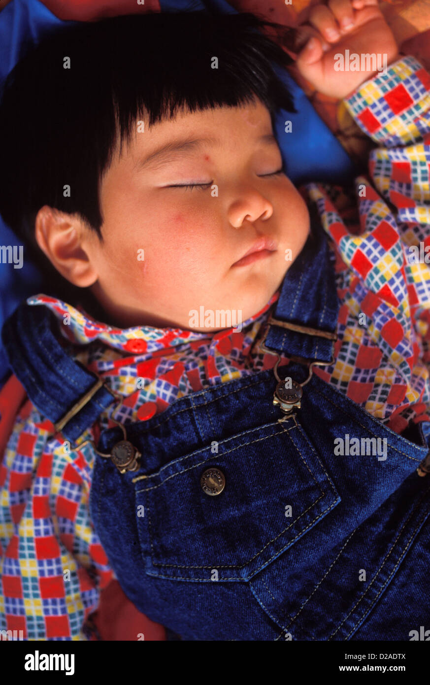 1 1/2 anno vecchio ragazzo coreano Sleeping Foto Stock
