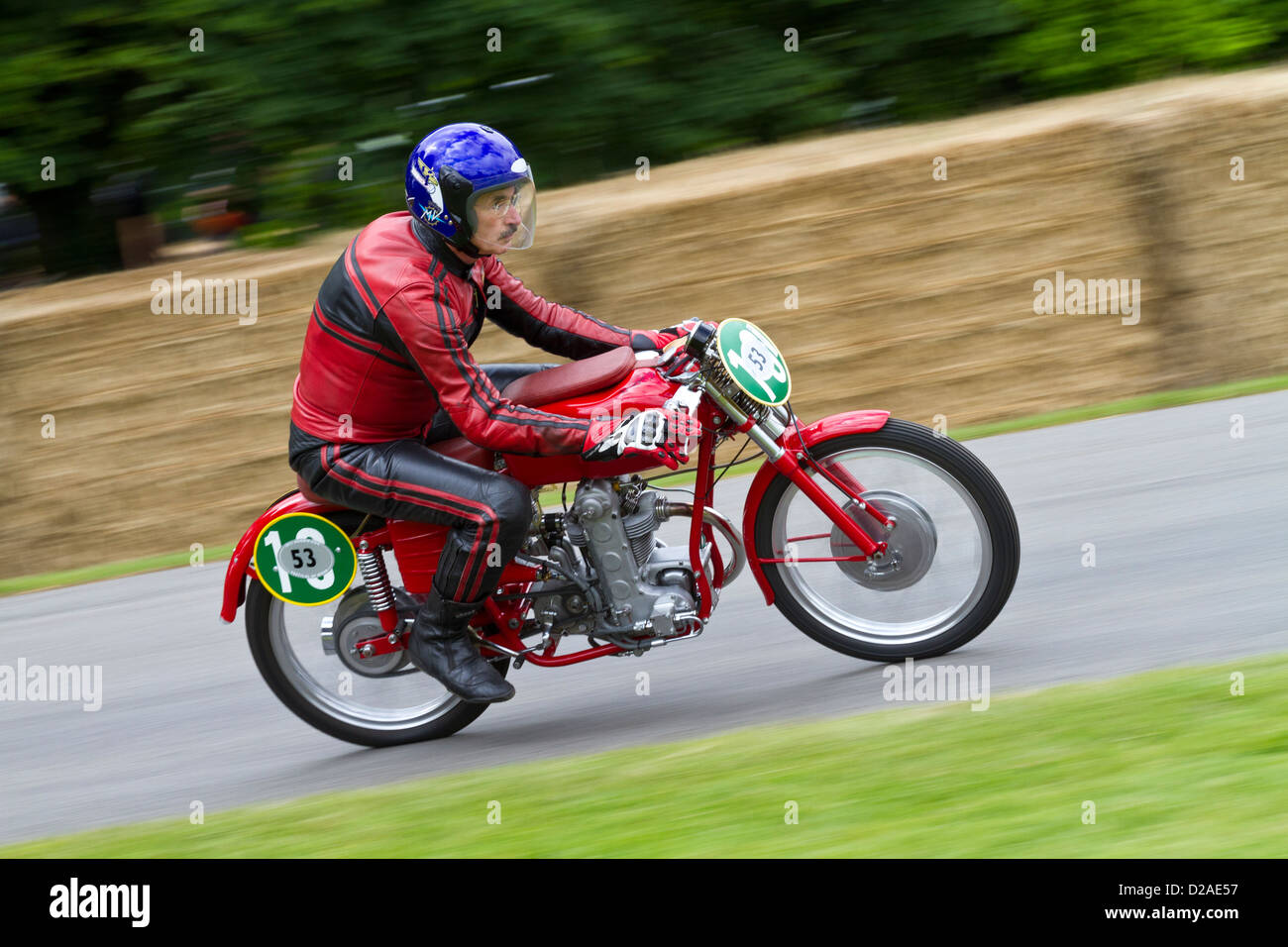 1953 MV Agusta Monoalbero con rider Paolo Galles al 2012 Goodwood Festival of Speed, Sussex, Regno Unito. Foto Stock
