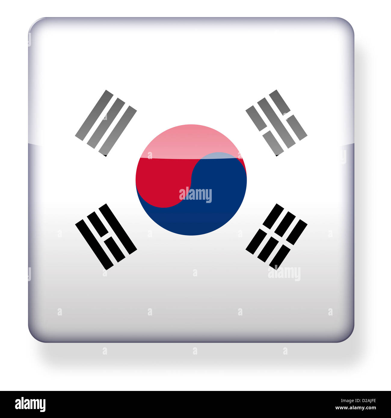 Corea del Sud bandiera come l'icona di un'app. Percorso di clipping incluso. Foto Stock