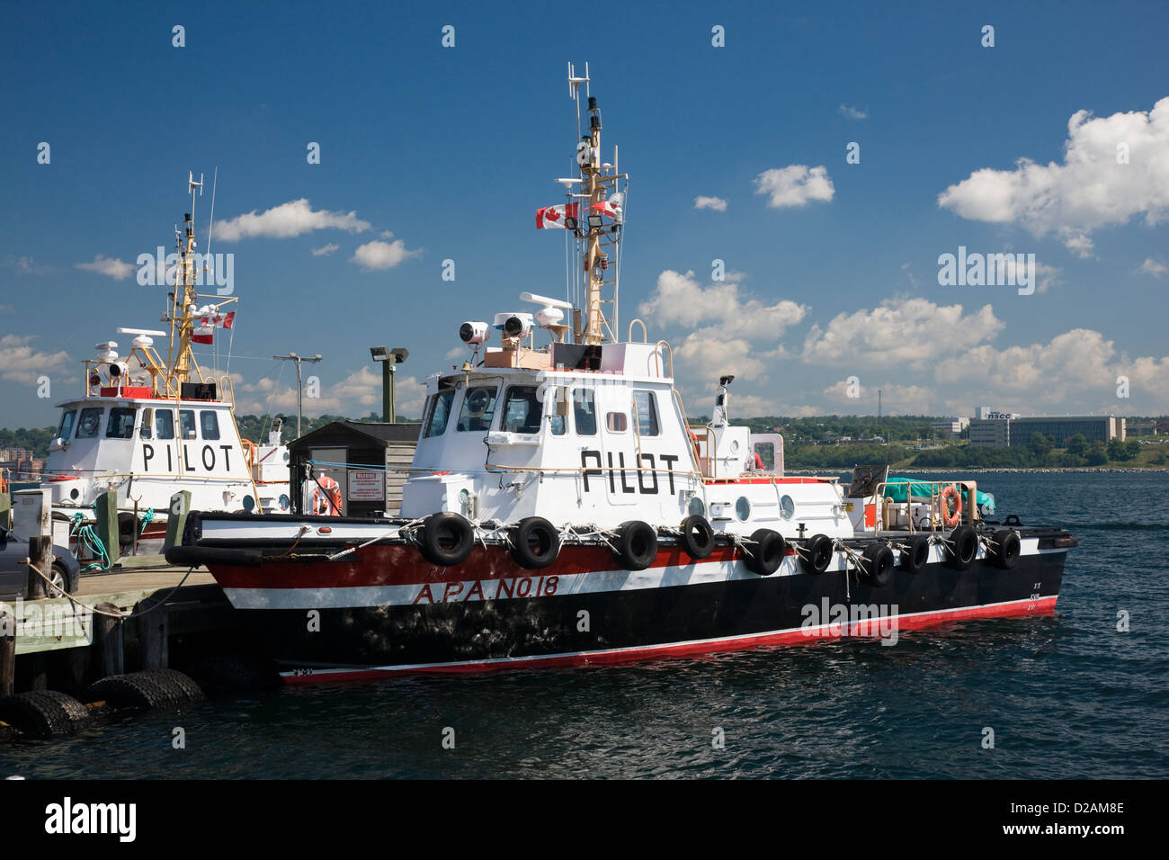 Rimorchiatori pilota ormeggiata nel porto di Halifax, Nova Scotia, Canada Foto Stock