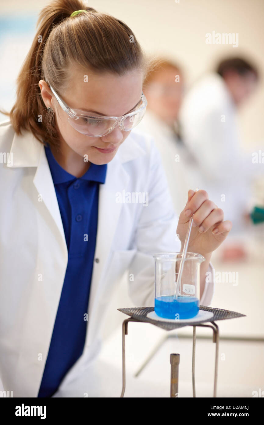 Studenti che lavorano nel laboratorio di chimica Foto Stock