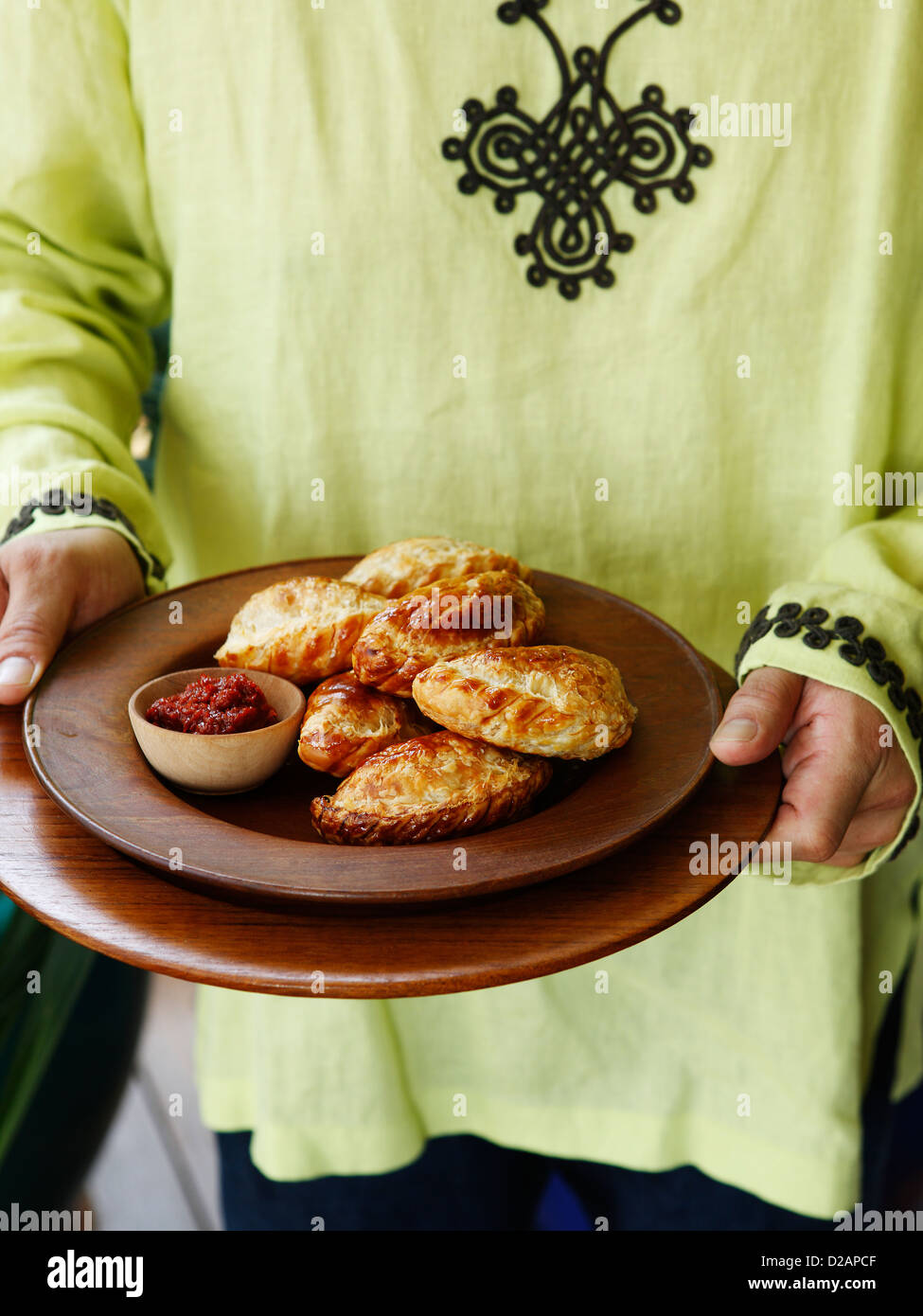 Piatto di pasta di curry con salsa di immersione Foto Stock