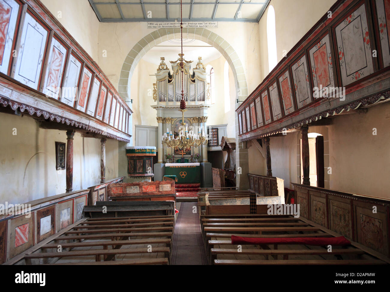 Un sito del Patrimonio Culturale Mondiale dell'UNESCO: Viscri chiesa fortificata, Transilvania, Romania. La prima documentazione di Viscri è un record o Foto Stock