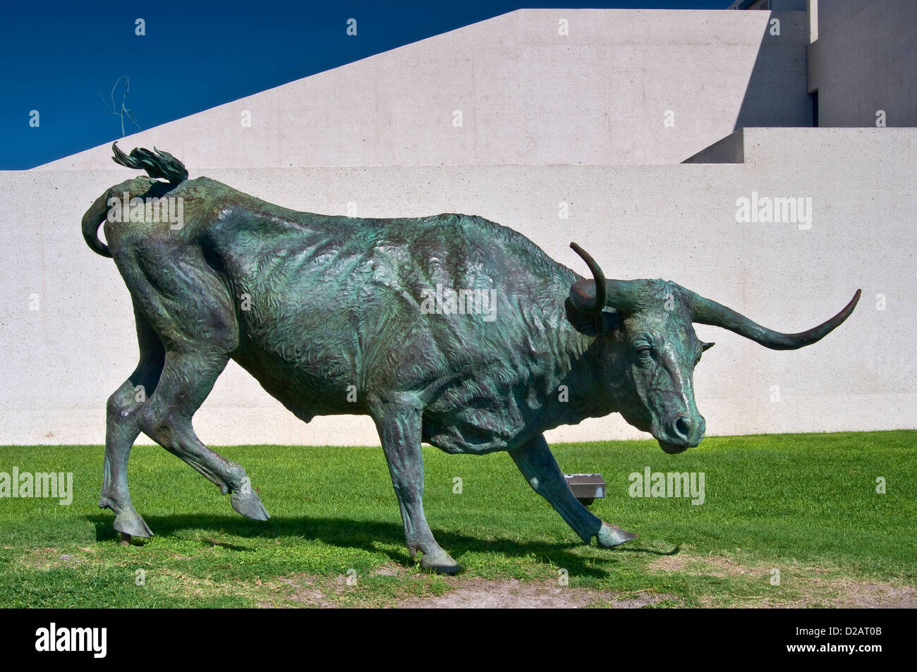Unità trail steer, scultura in bronzo di robert estati, museo d'arte del Texas del sud, Corpus Christi, costa del golfo, texas, Stati Uniti d'America Foto Stock