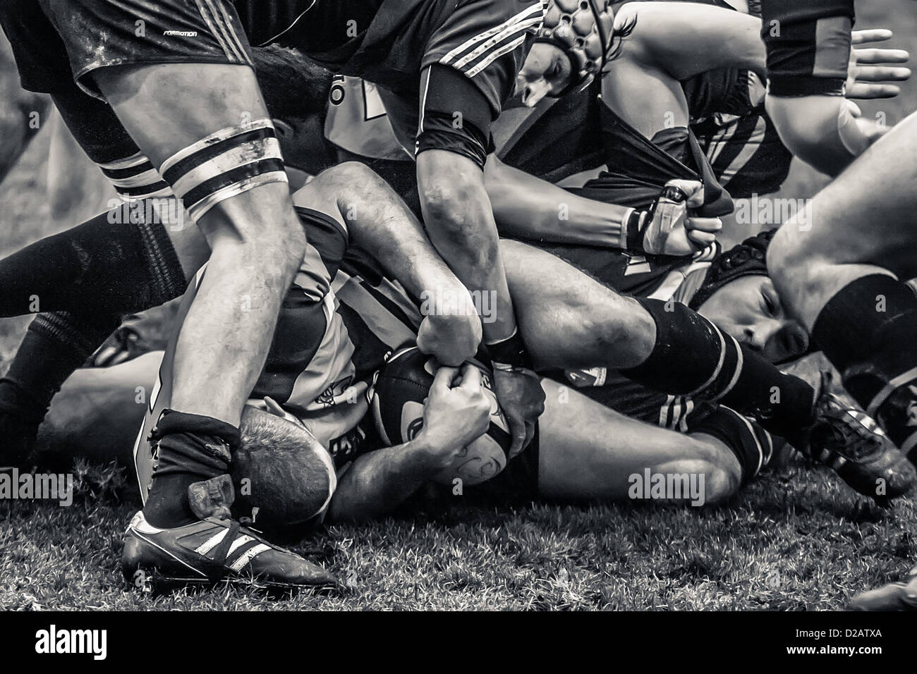Mischia nel Rugby Foto Stock