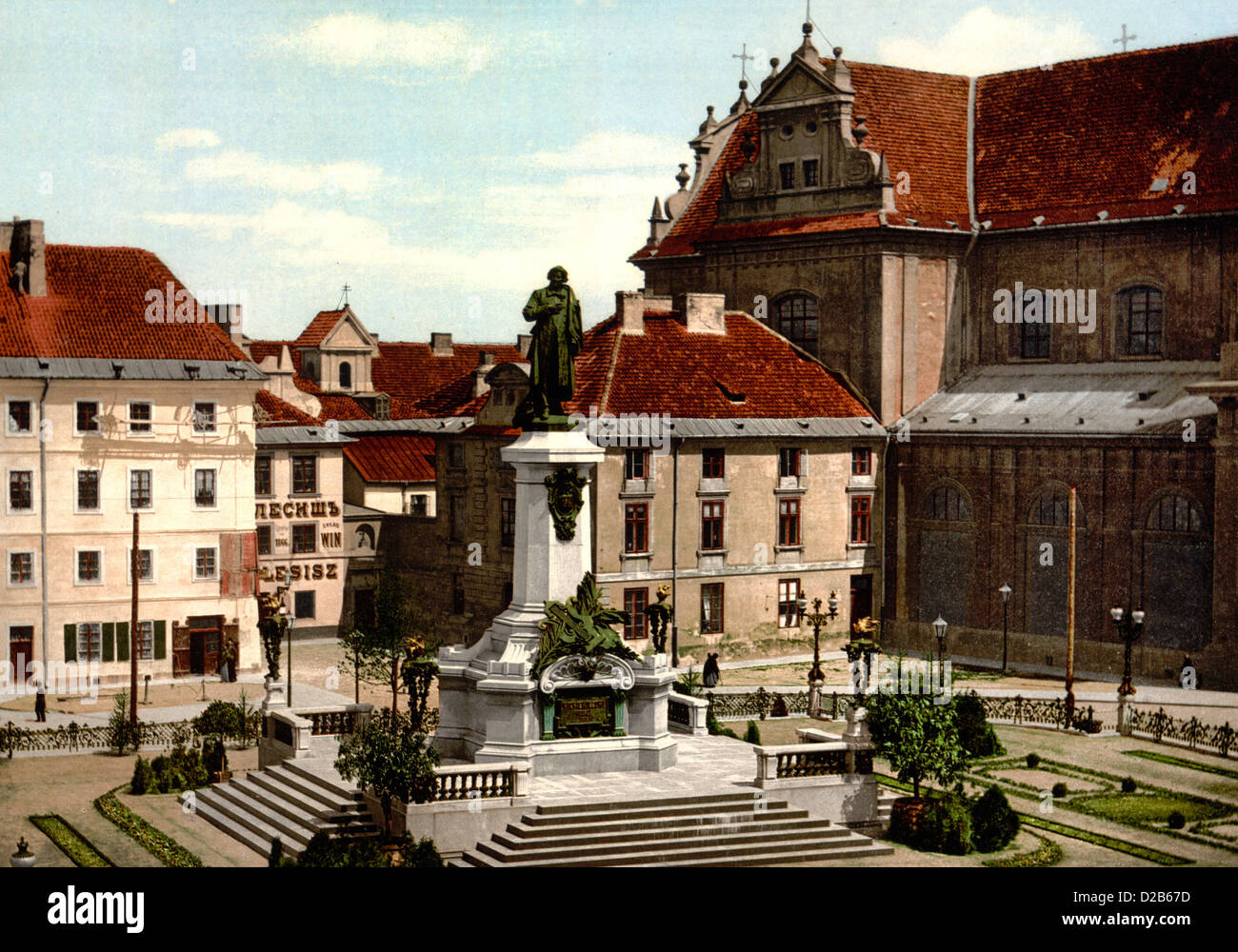 Monumento Mickiewicz, Varsavia, Polonia. Circa 1900 Foto Stock