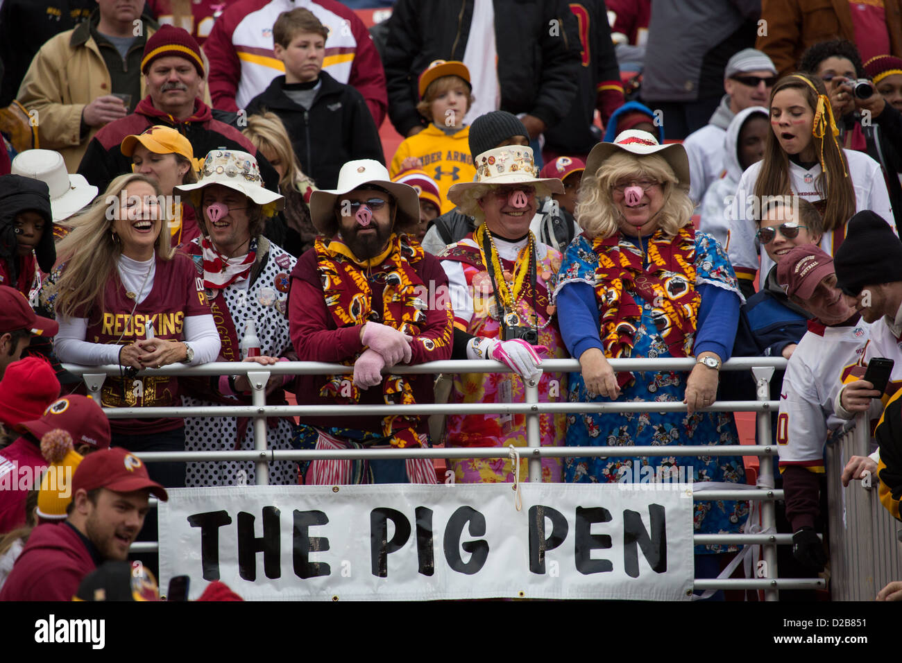 Hogettes raccogliere un ultima volta Pig Pen sarà a FedEx campo durante la partita di spareggio contro Seattle. Foto Stock