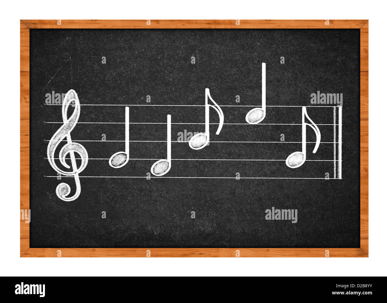 Note musicali disegnati a mano con il bianco gesso su una lavagna di scuola  Foto stock - Alamy